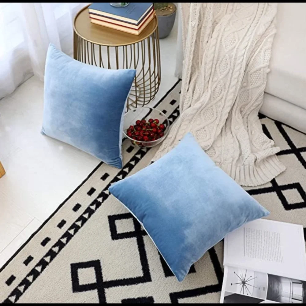 NWT Blue Velvet Pillow Cover